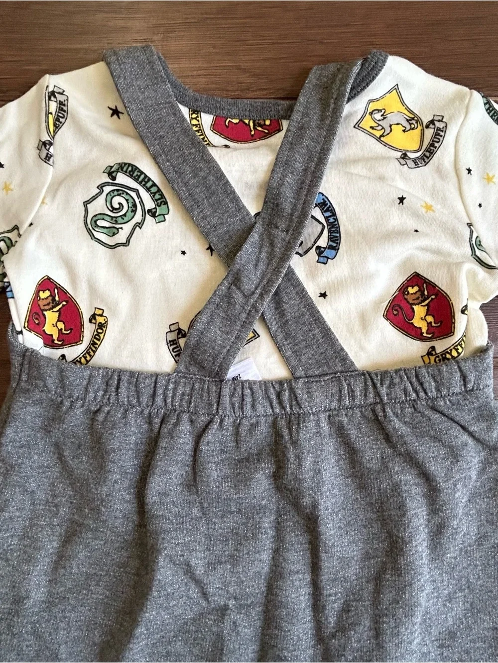 Harry Potter French Terry Short Overalls, T-Shirt, Hat Set 24m